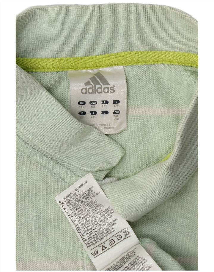 Мужская рубашка-поло ADIDAS 2XL, хлопок в зеленую полоску