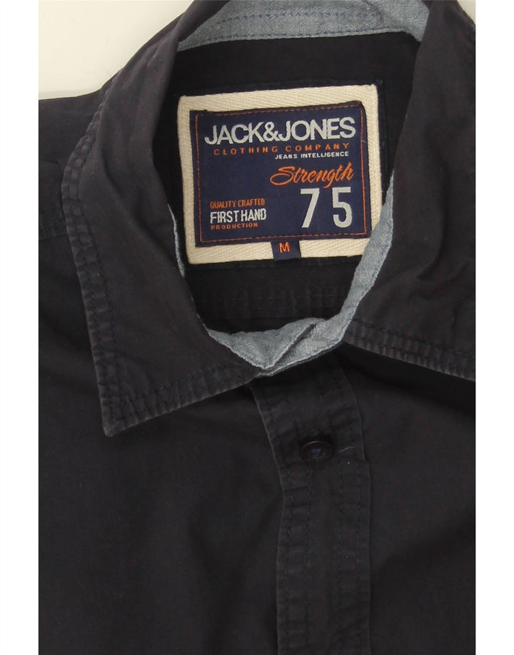 JACK & JONES Mens Short Sleeve Shirt Medium Navy Blue Cotton Vintage Jack & Jones and Second-Hand Jack & Jones from Messina Hembry 