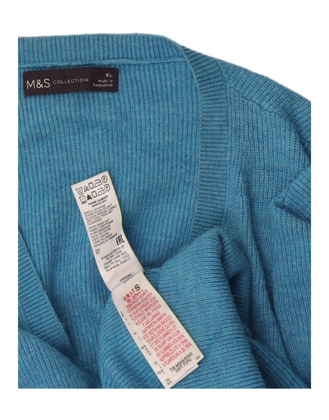 Женский свободный джемпер с v-образным вырезом Marks & Spencer UK 18 XL, синий