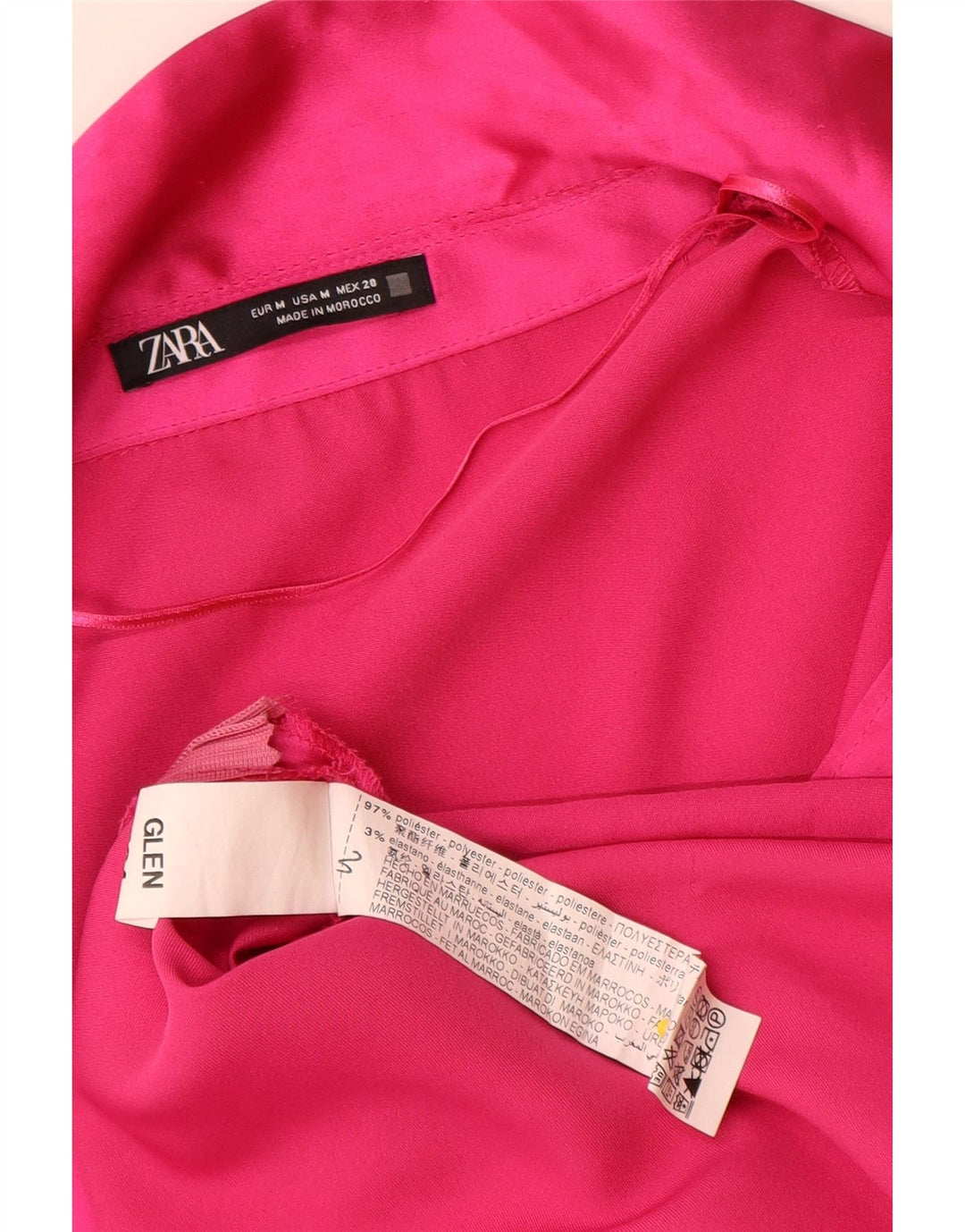 Женское платье трапециевидной формы с длинными рукавами Zara UK 14, полиэстер среднего розового цвета