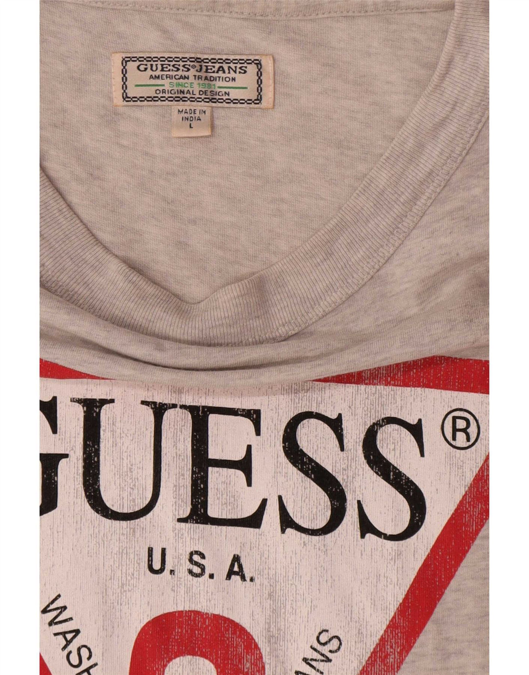 Мужская футболка Guess с рисунком, большой серый хлопок с крапинками