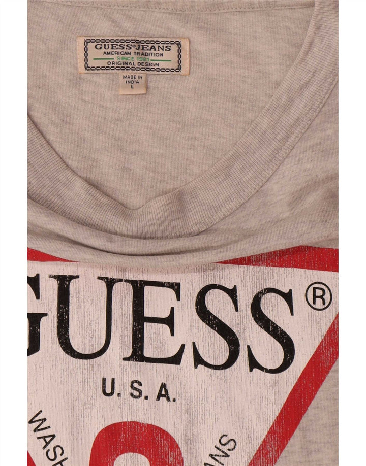 Мужская футболка Guess с рисунком, большой серый хлопок с крапинками