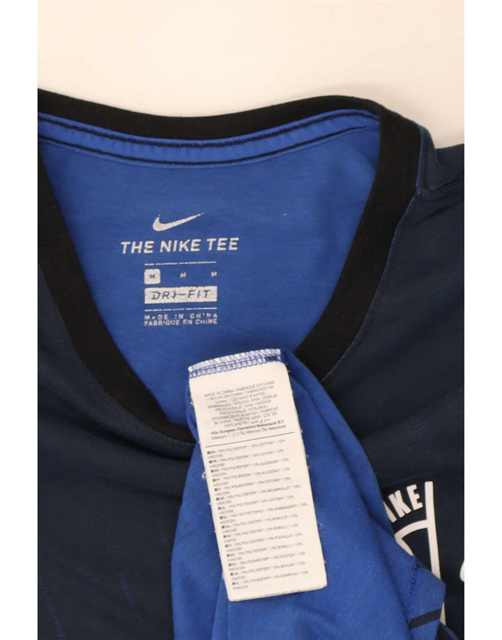 Мужская футболка Nike Dri Fit, верх среднего синего цвета, полиэстер с цветными блоками