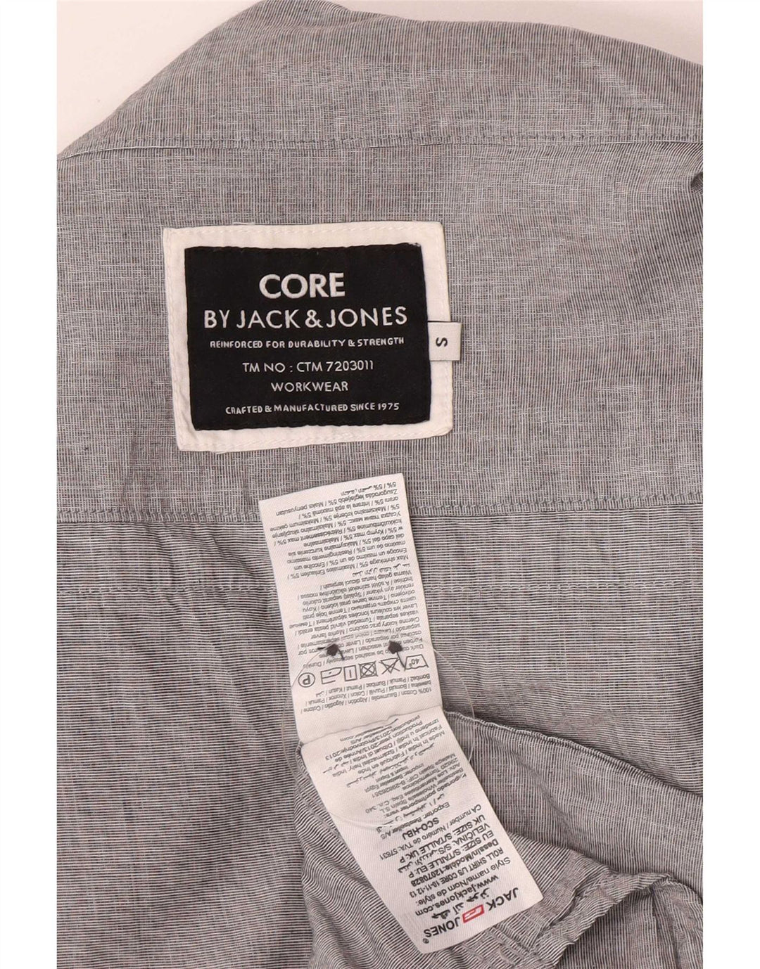 Мужская рубашка с высоким воротником Jack & Jones, маленькая серая, хлопковая