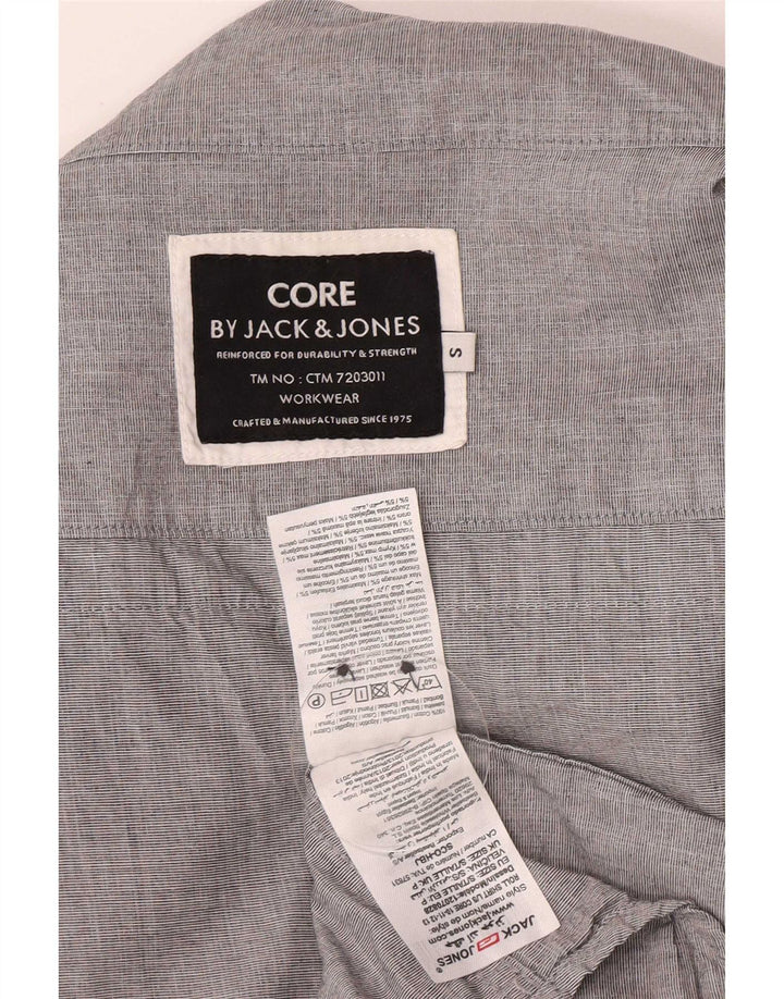 Мужская рубашка с высоким воротником Jack & Jones, маленькая серая, хлопковая