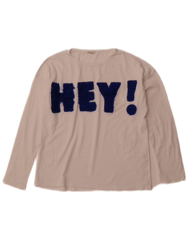 Топ ZARA с рисунком для девочек, длинный рукав, 9–10 лет, белый хлопок