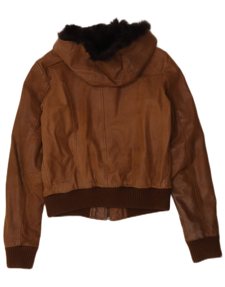 Conbipel Женская кожаная куртка с капюшоном IT 42 Medium Brown Leather