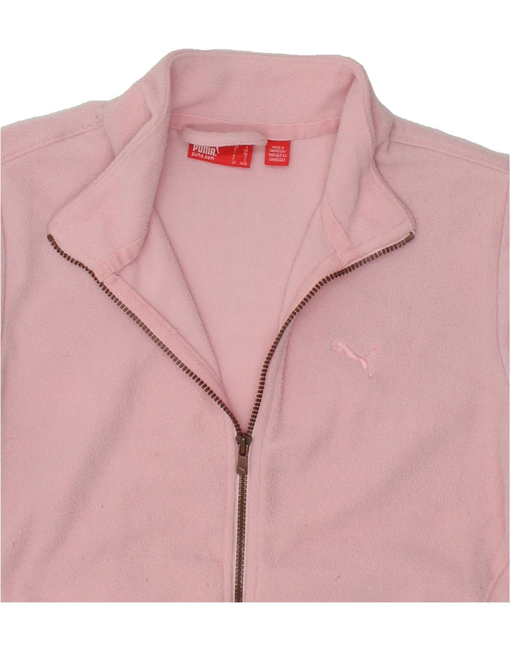 PUMA Girls Fleece Jacket 7-8 Years Small Pink Polyester Vintage Puma and Second-Hand Puma from Messina Hembry 