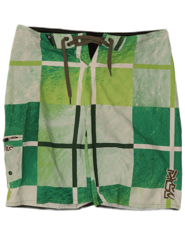 Rip Curl Mens Graphic Swimming Shorts Large  Green Check Polyester