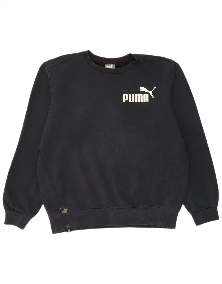 Мужской свитшот с рисунком Puma, хлопковый джемпер среднего размера, черный