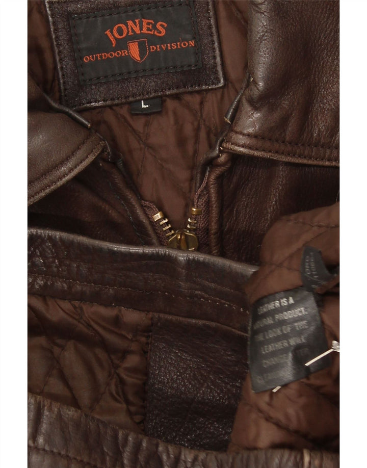 Мужская кожаная куртка Jones UK 40, большая коричневая кожа