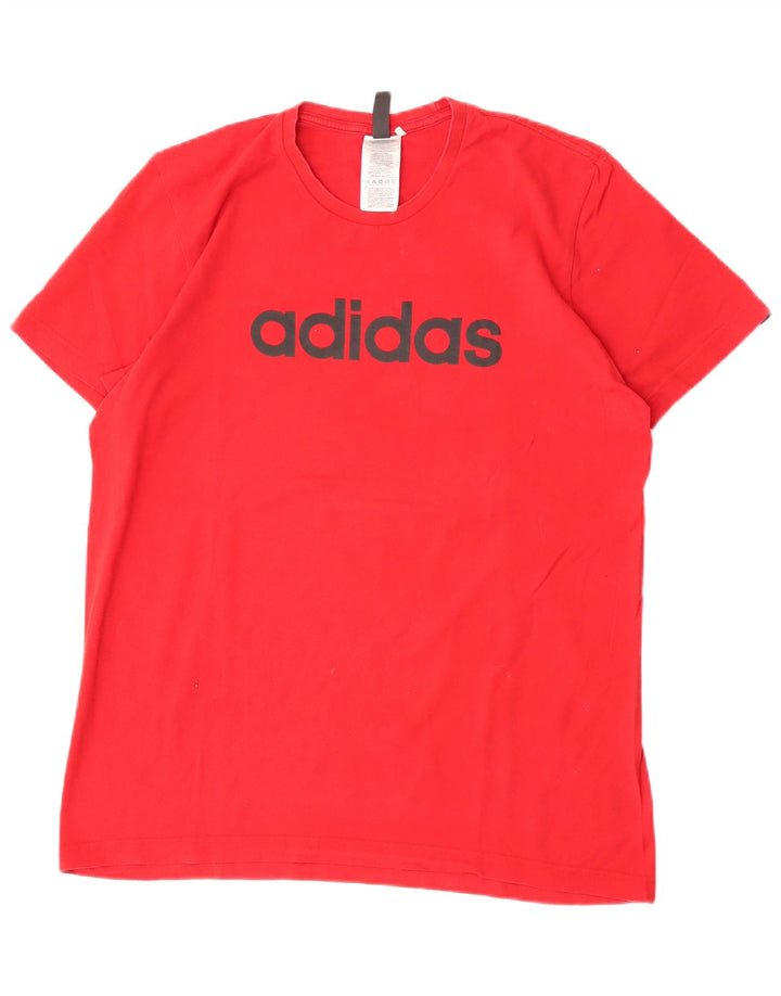 Мужская футболка Adidas с рисунком из хлопка среднего красного цвета