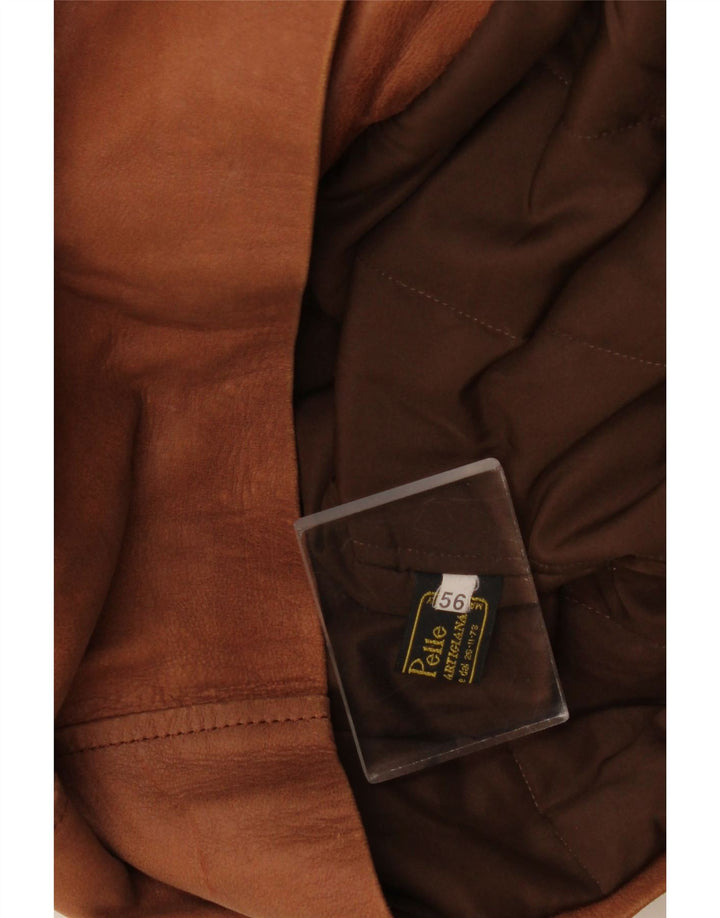 Винтажное мужское кожаное пальто IT 56 3XL Коричневое кожаное