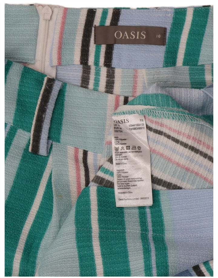 Женская юбка-трапеция Oasis UK 10, маленькая W27, полиэстер в синюю полоску