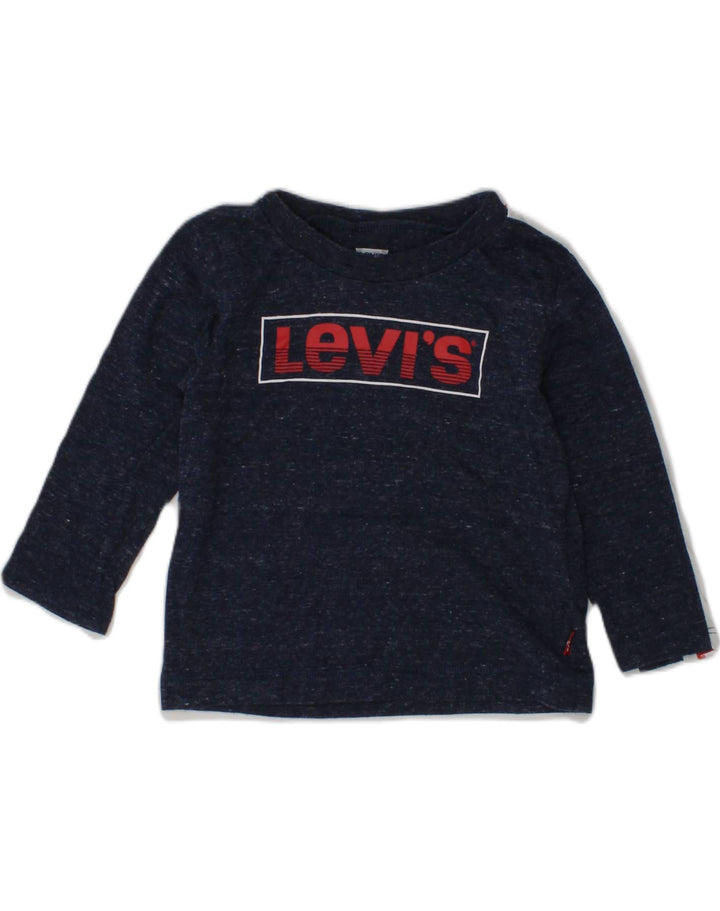 LEVI'S Baby Boys Graphic Sweatshirt Jumper 9-12 Months Navy Blue Flecked | Vintage Levi's | Thrift | Second-Hand Levi's | Used Clothing | Messina Hembry 