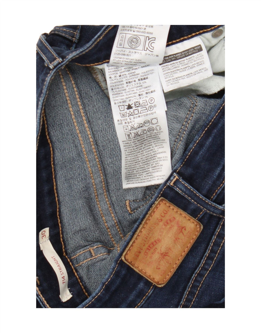 Женские прямые джинсы Levi's 714 W30 L32 темно-синие, хлопок