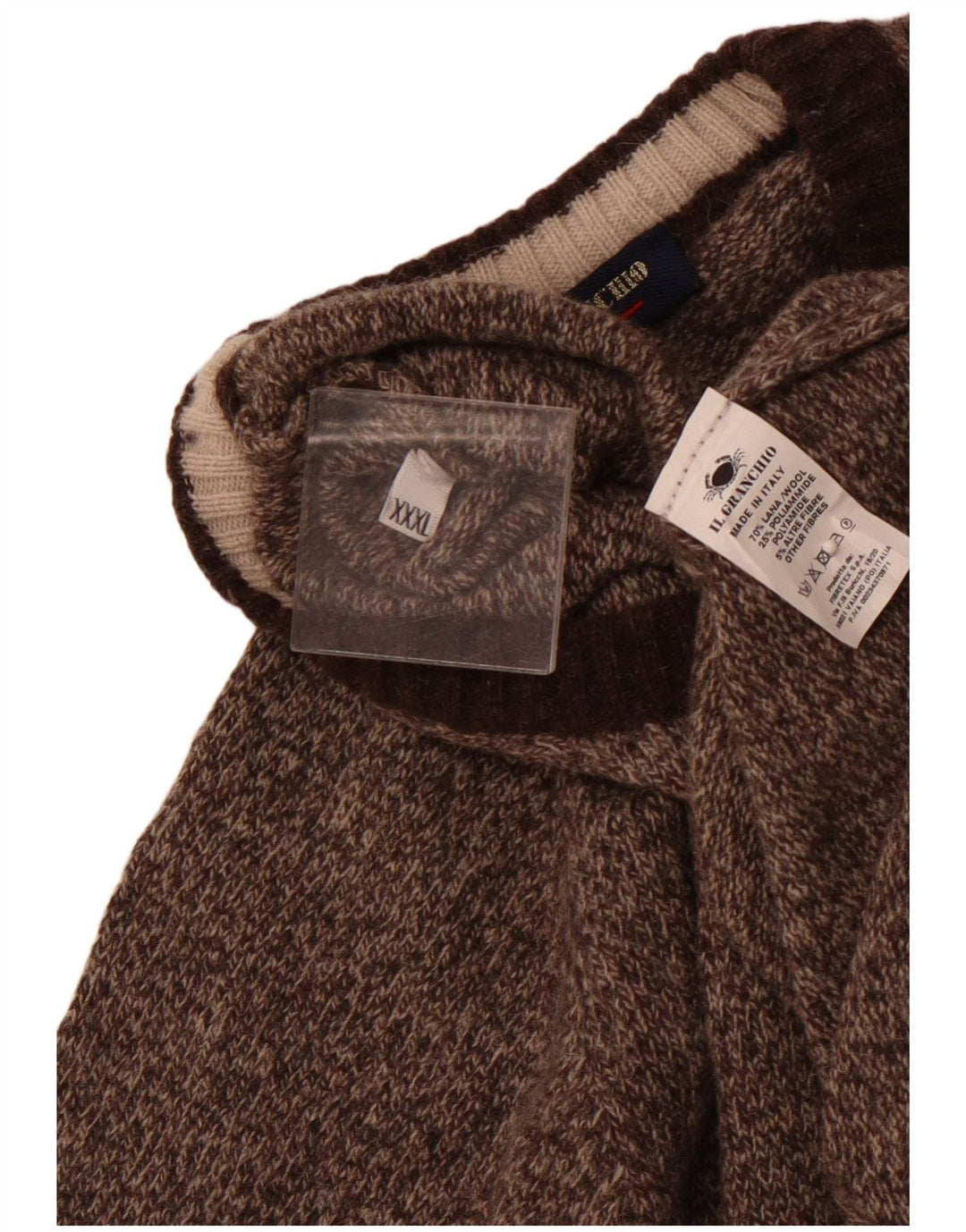 Женский джемпер с круглым вырезом IL GRANCHIO, Великобритания, 22, 3XL, коричневый, шерстяной с крапинками