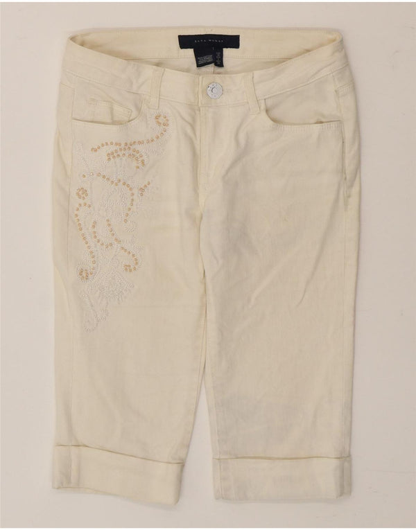 Женские повседневные шорты Zara EU 36 XS W26, белый хлопок с пейсли
