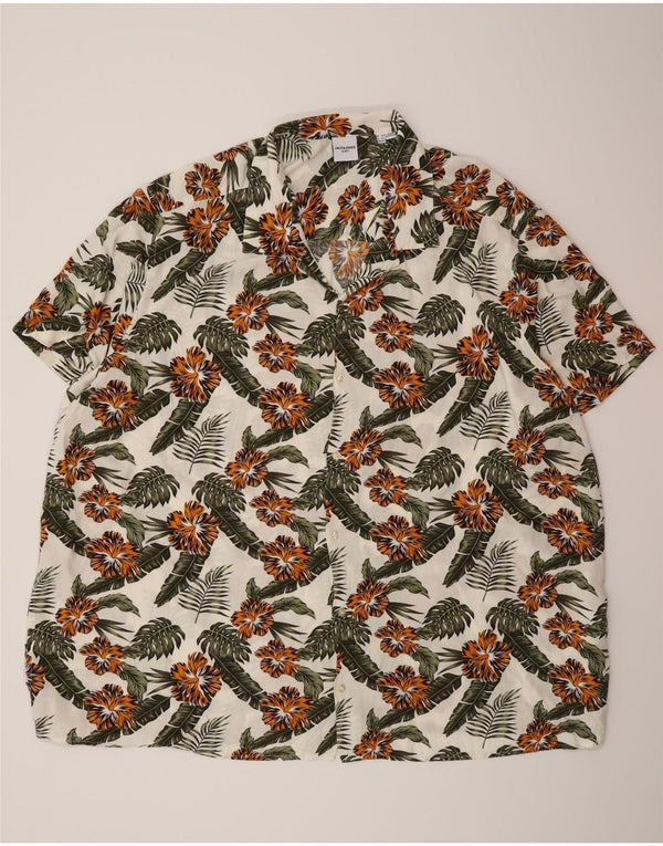 Jack & Jones Мужская Гавайская рубашка с коротким рукавом 5XL Белая вискоза с цветочным принтом