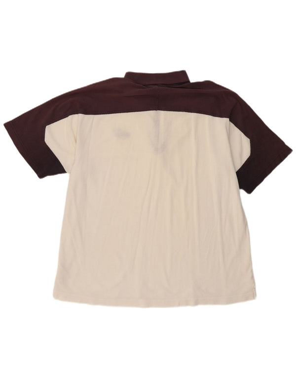 Мужская рубашка-поло PUMA XL, хлопковая белая с цветными блоками