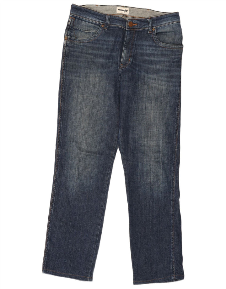 WRANGLER Mens Straight Jeans W34 L32 Blue Cotton
