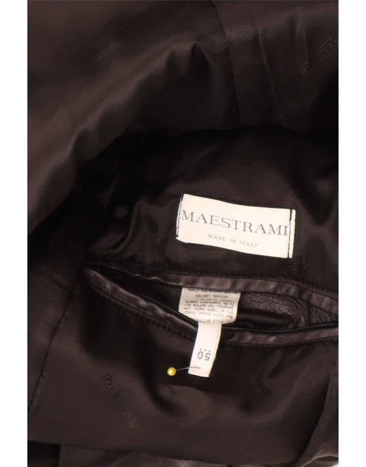 Мужское кожаное пальто Maestrami IT 50 большое черное