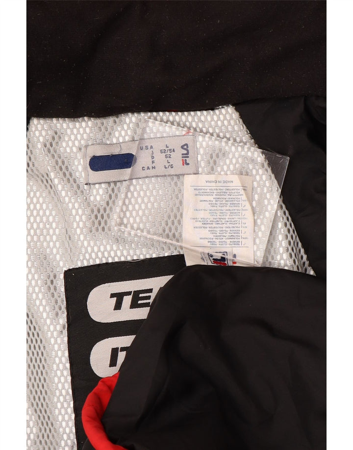 Мужская ветровка Fila с капюшоном UK 40, большой красный полиамид с цветными блоками