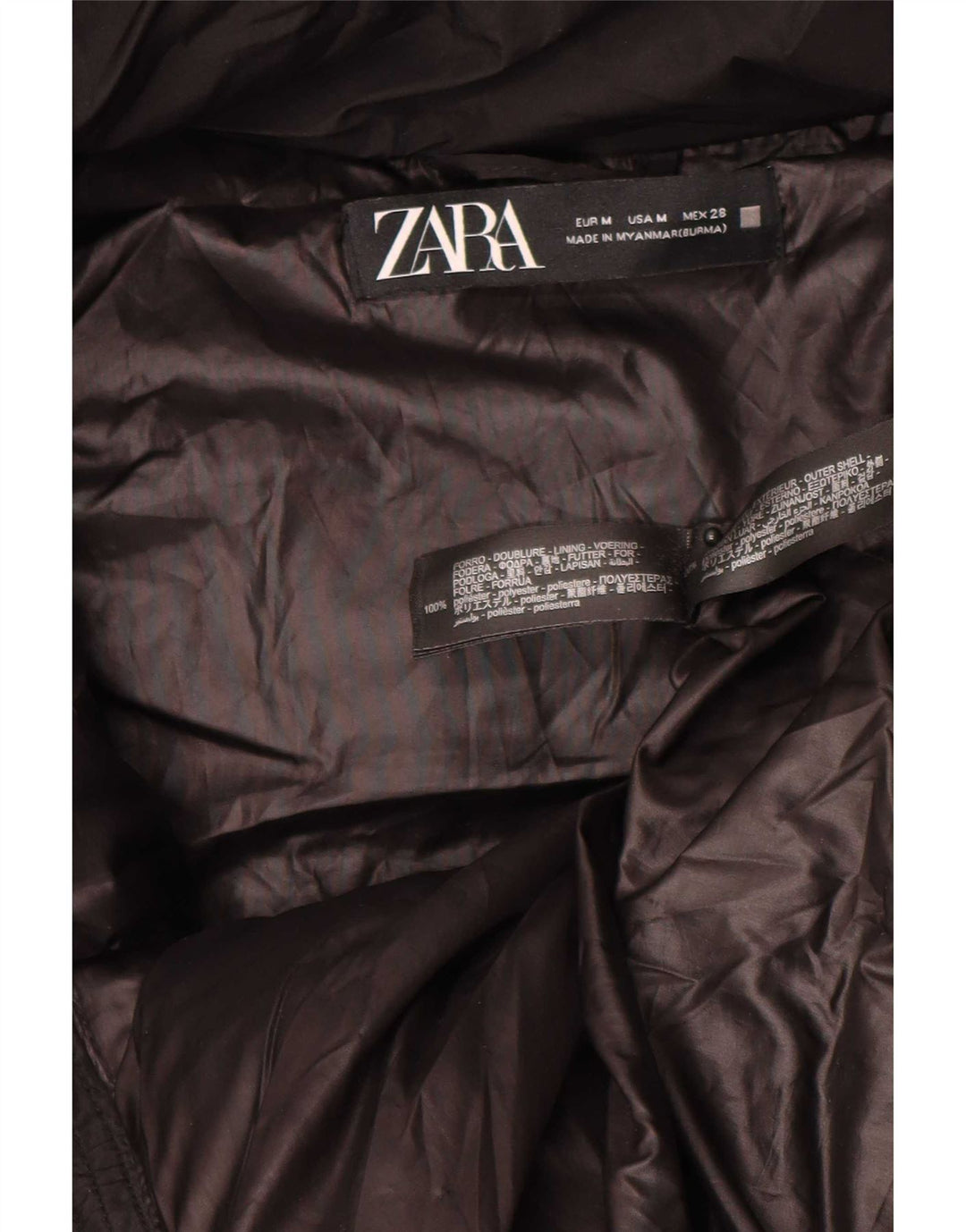 Мужское длинное стеганое пальто с капюшоном Zara UK 14, средний черный полиэстер