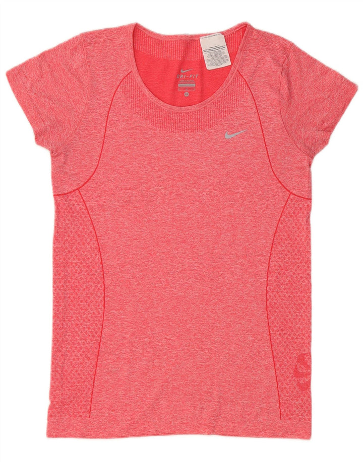 Nike Womens Dri Fit T-Shirt Top UK 12 Medium Red Flecked Polyester