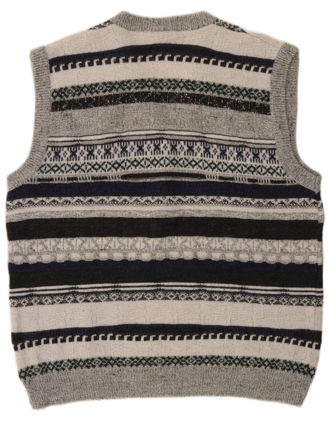 ВИНТАЖНАЯ мужская майка-майка из полиакрилового волокна среднего серого цвета в полоску