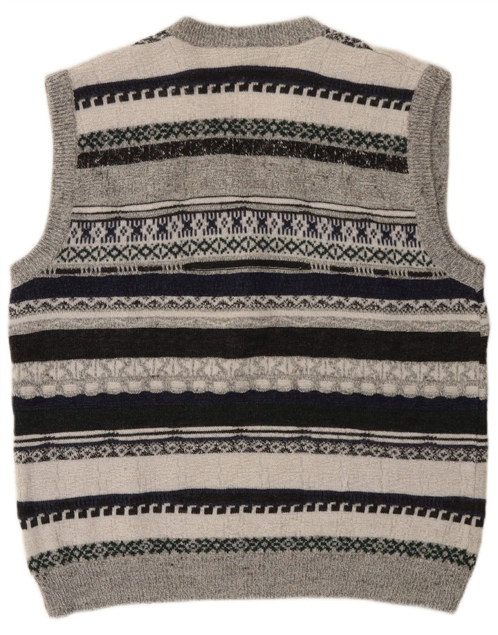 ВИНТАЖНАЯ мужская майка-майка из полиакрилового волокна среднего серого цвета в полоску