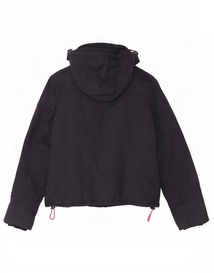 Женская стеганая куртка с капюшоном и ветровкой Superdry UK 14, большая темно-синяя