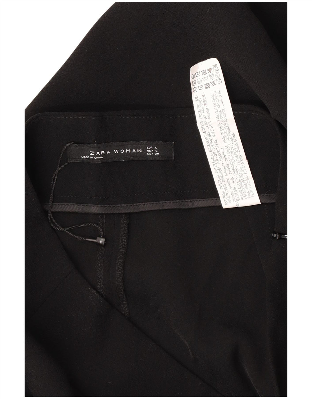 Женские укороченные брюки Zara W30 L25, черные, полиэстер, большие размеры