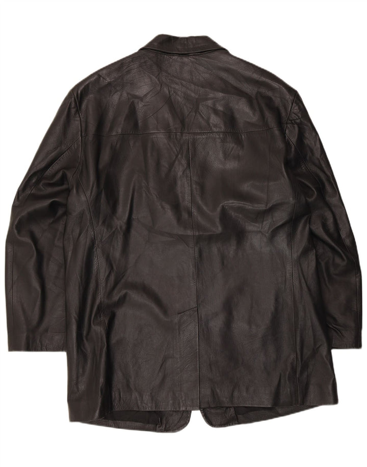 Мужской кожаный пиджак Johns And Son с 3 пуговицами IT 56 3XL Черный кожаный