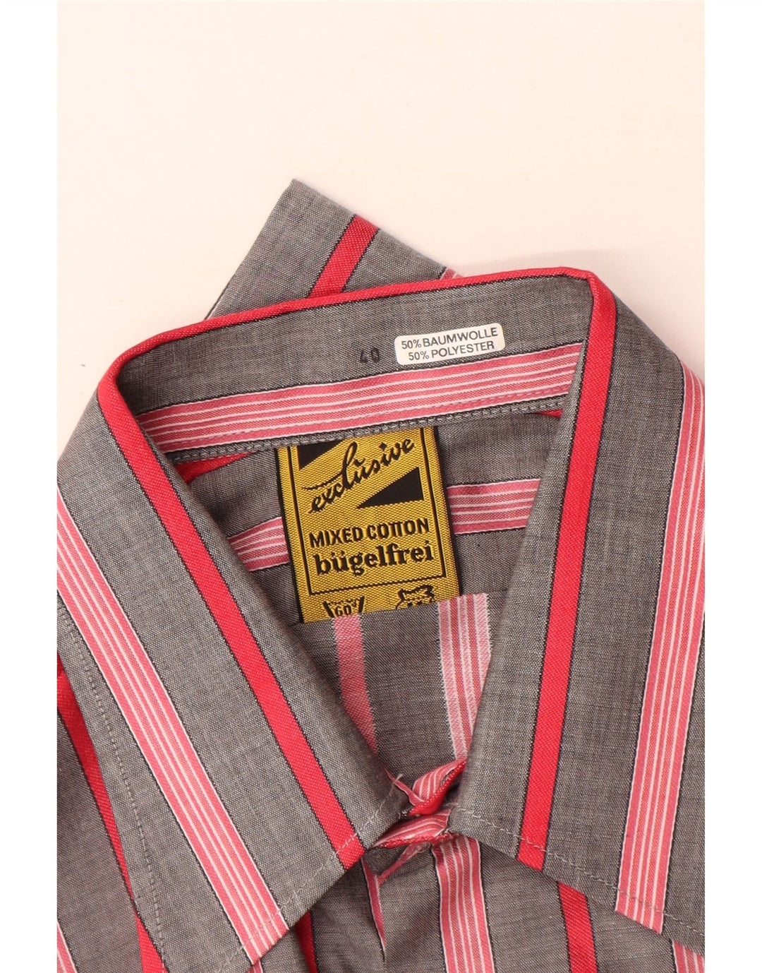 Мужская рубашка Bugelfrei, размер 40, хлопковая серая полоска среднего размера