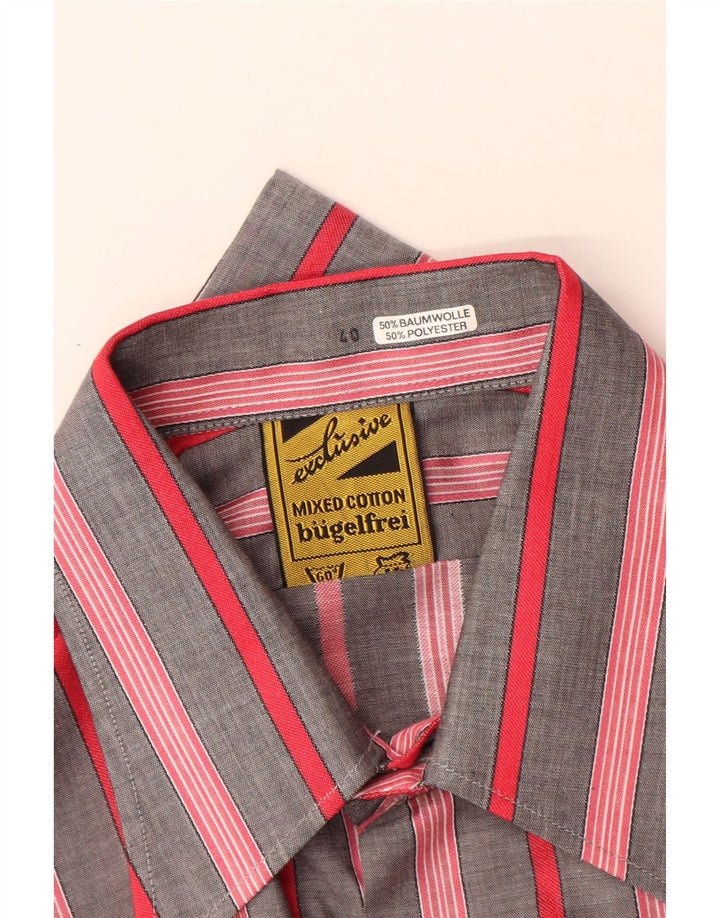 Мужская рубашка Bugelfrei, размер 40, хлопковая серая полоска среднего размера