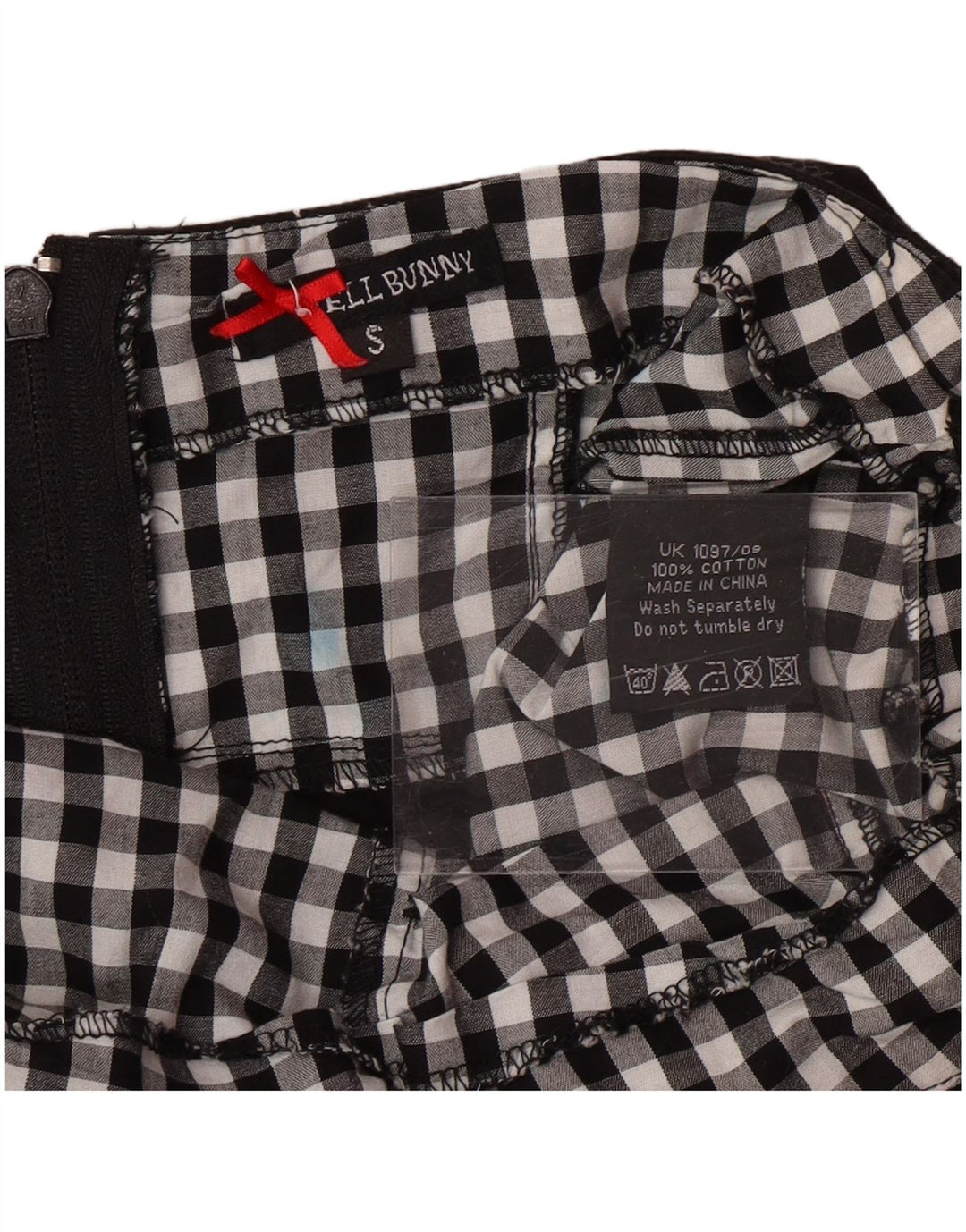 Женское платье с бретелькой HELL BUNNY, Великобритания, 8, маленькое, черное, хлопок в мелкую клетку