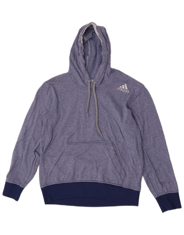 Женский джемпер с капюшоном Adidas UK 14, средний синий полиэстер с крапинками