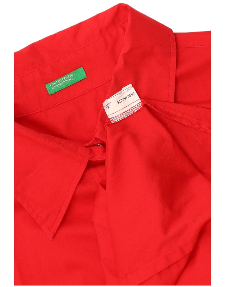 Женская рубашка с коротким рукавом Benetton UK 16, большая красная