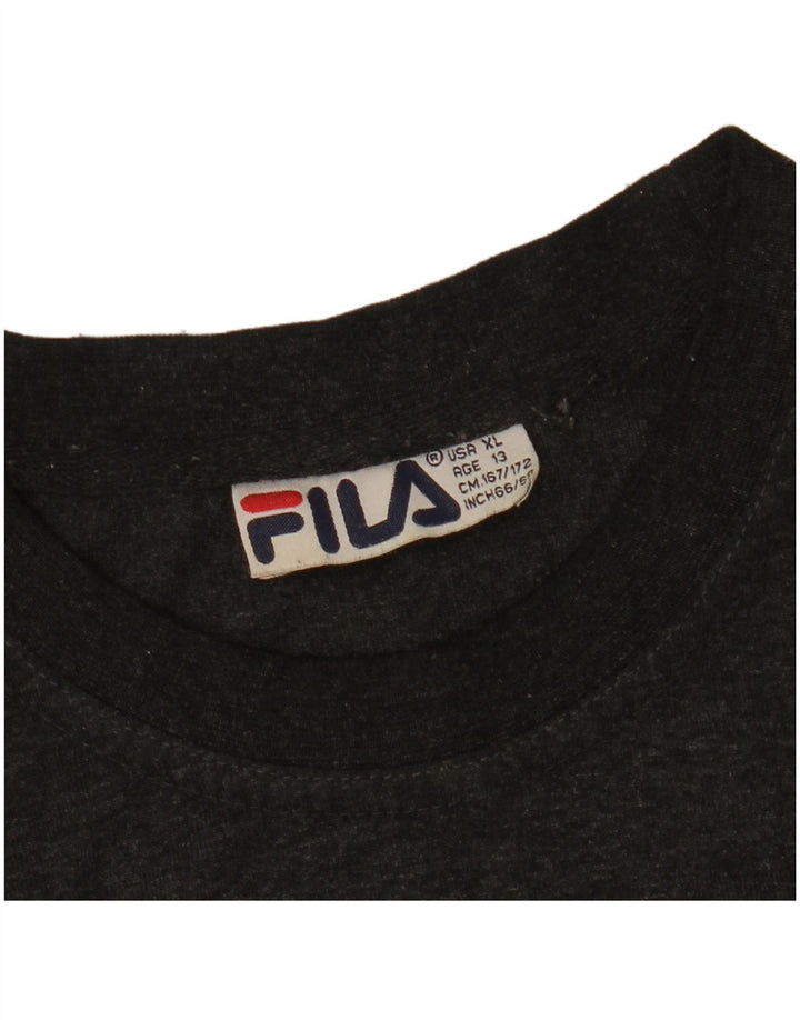 Футболка FILA с рисунком для мальчиков, топ 13–14 лет, размер XL, черный хлопок