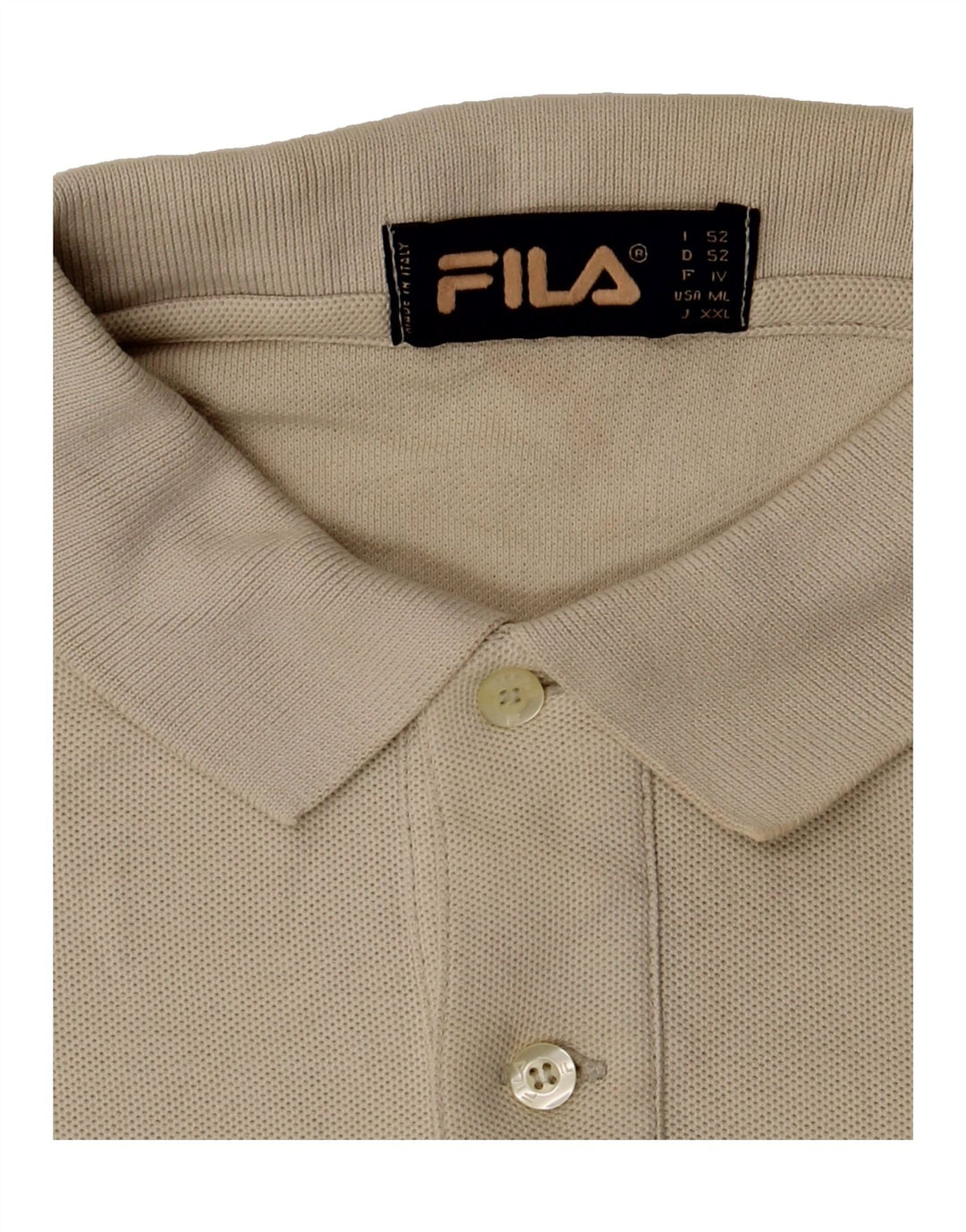 FILA Mens Polo Shirt IT 52 Large Beige Cotton Vintage Fila and Second-Hand Fila from Messina Hembry 