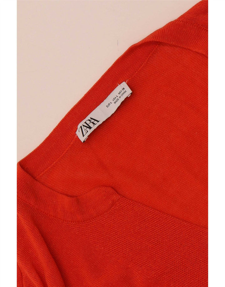 Женский свободный джемпер с v-образным вырезом Zara UK 16, большой оранжевый