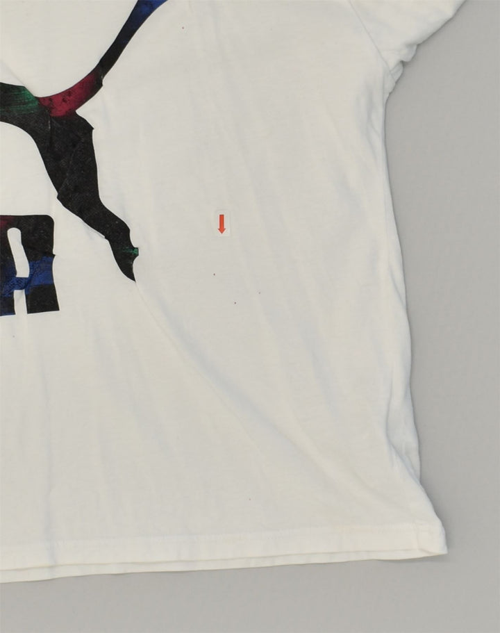 PUMA Womens Graphic T-Shirt Top UK 14 Large  White Cotton | Vintage Puma | Thrift | Second-Hand Puma | Used Clothing | Messina Hembry 