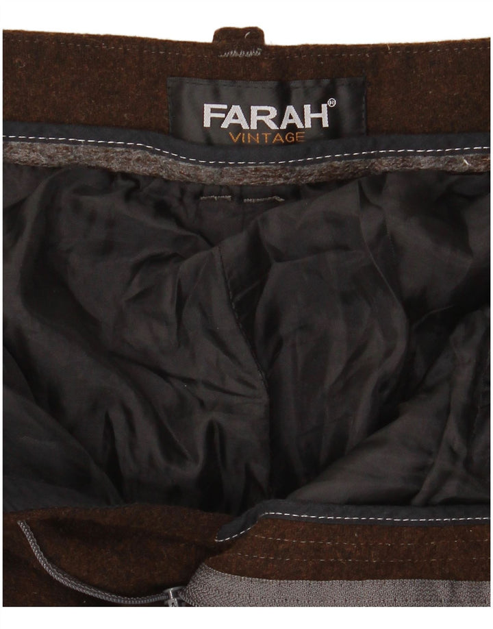 FARAH Мужские прямые костюмные брюки W34 L26 Коричневые шерстяные