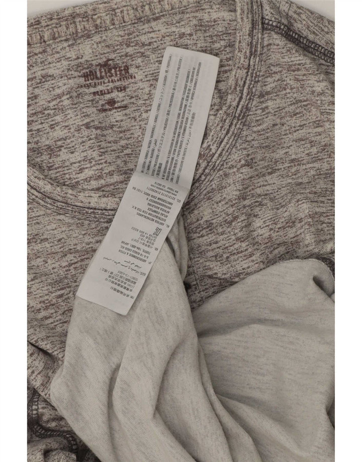 Мужской топ Hollister из хлопка с длинными рукавами, маленький серый в крапинку