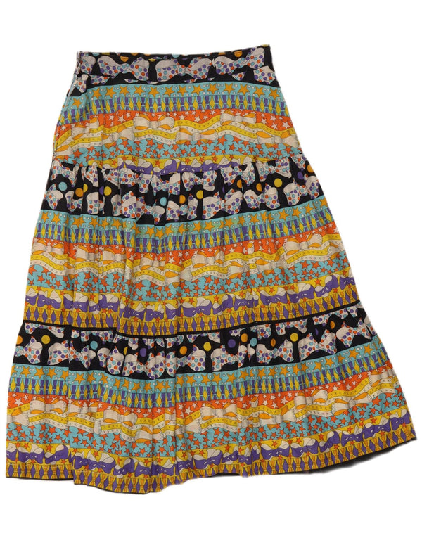 Винтажная женская юбка-трапеция с высокой талией W28, средний разноцветный геометрический узор