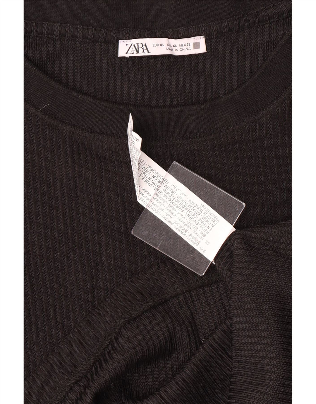 Женский топ Zara с длинным рукавом UK 18 XL, черный полиэстер