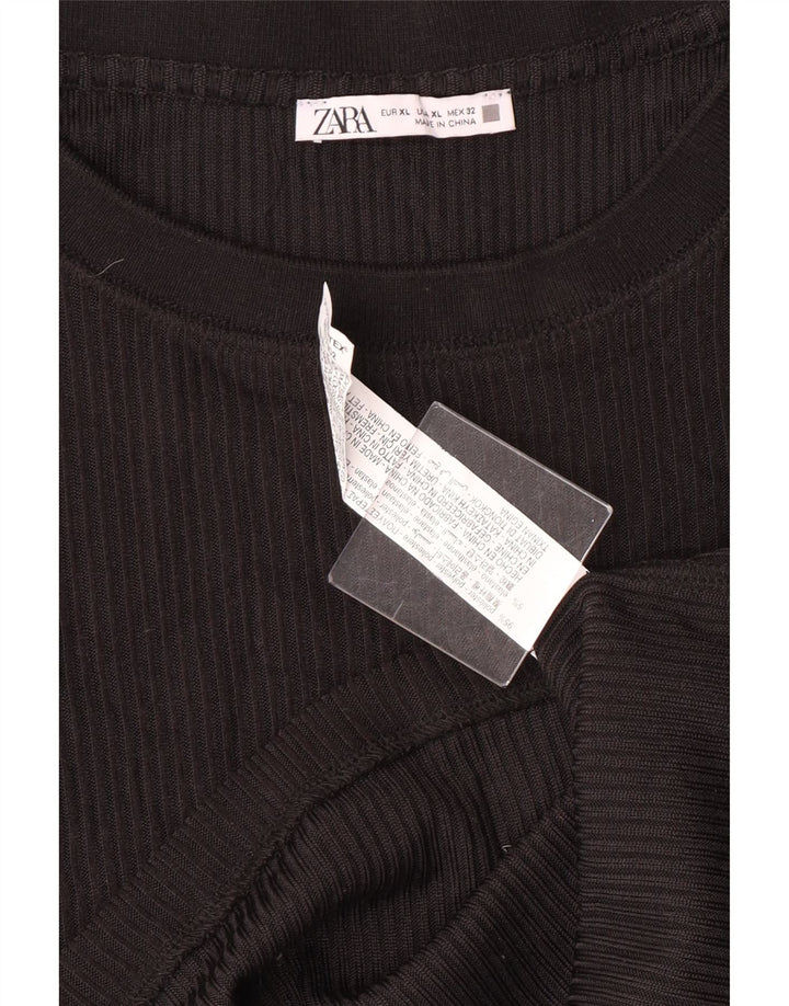 Женский топ Zara с длинным рукавом UK 18 XL, черный полиэстер