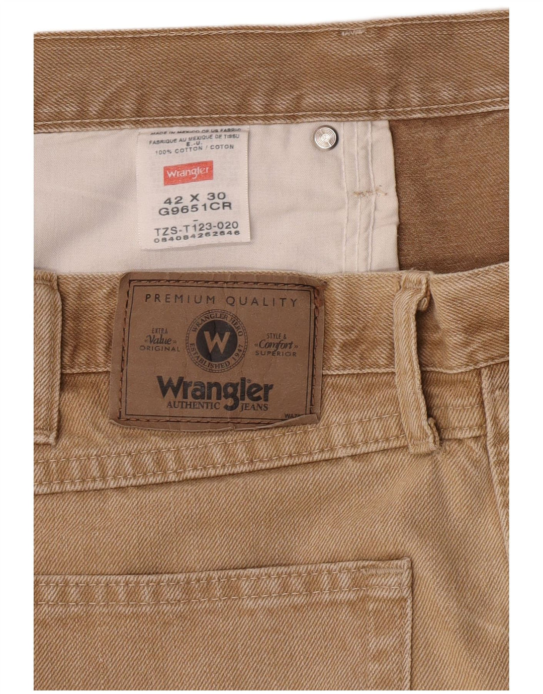 Мужские прямые джинсы Wrangler W42 L30, бежевый хлопок