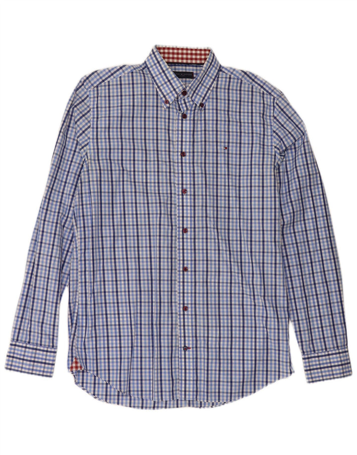 Мужская рубашка Tommy Hilfiger, размер 39 15 1/2, синяя клетка в клетку, хлопок